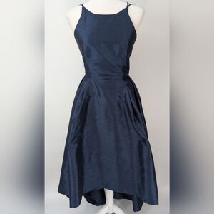 Lula Kate Charleston Navy Blue High Low Sleeveless Full Skirt Event Dress 00